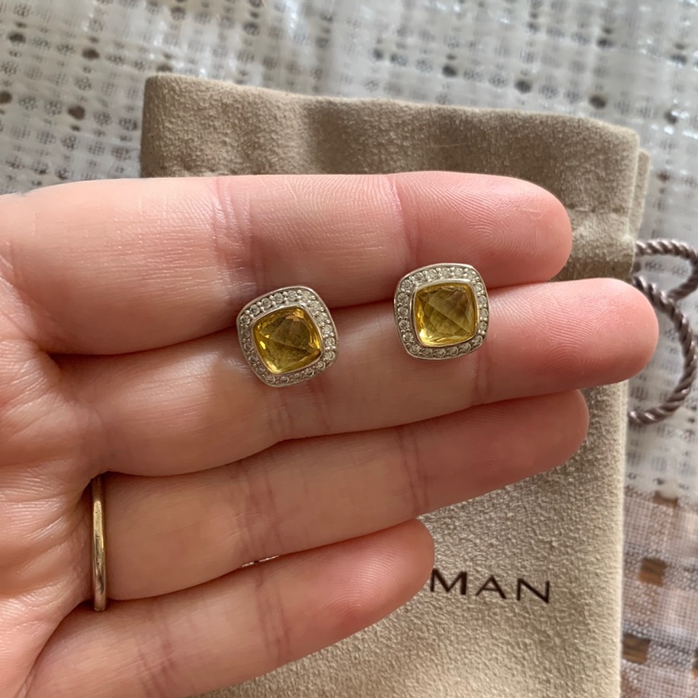 david yurman lemon citrine & diamond albion (7mm) stud earrings